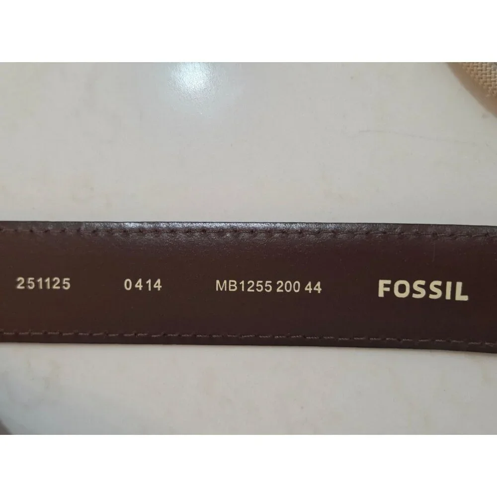 Fossil Mens Aiden Belt Sz 44‎ Deep  Brown Genuine Leather Antique Nickle Buckle